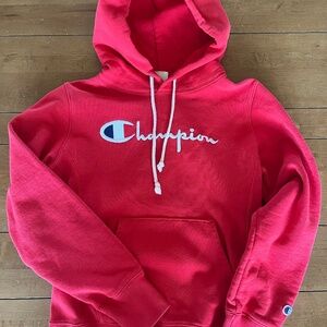 Champion Red reverse weave warmup hoodie (Size Medium)